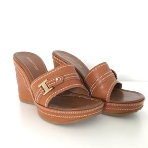 Sergio Rossi | Wedge Mules - Saddle Tan